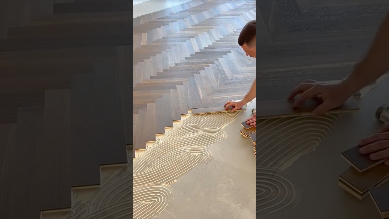 Herringbone Pattern Parquet Flooring Installation 