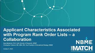 Applicant Characteristics Associated with Program Rank Order Lists