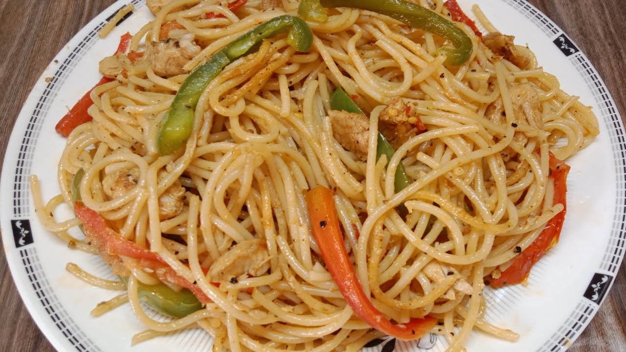 Chicken Vegetable Speghetti Homemade Spaghetti Chicken Chowmin