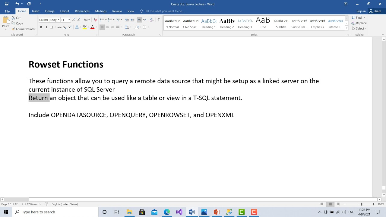 Sql rowset functions in pashto part 70 youtube