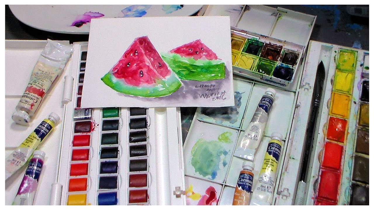 Cotman Watercolor Review & Watermelon Painting Demo