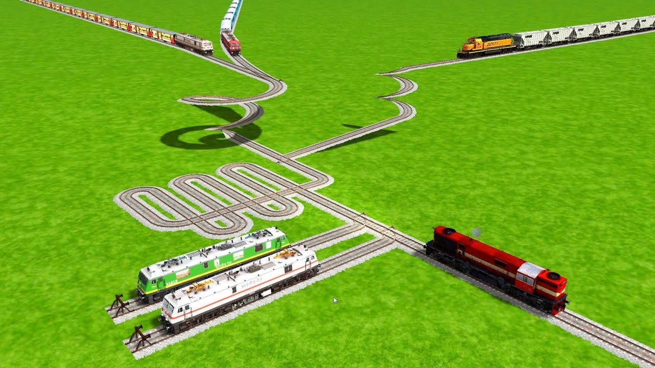 6 💗 Trains Passing For Round Spring Railroad Tracks Zig Zag Tracks | Beamng Drive game | train sim 3