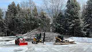 Vermont Deep Snow Logging with Deere 50G, Kubota L4060, and Cat 259D3