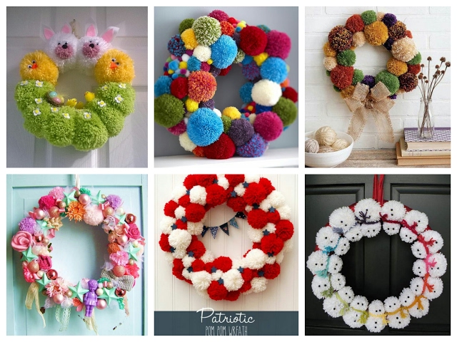 Christmas Pom Pom Wreath - Our Thrifty Ideas