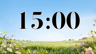 15 Minute Spring Focus Timer 🌼 Calm Piano & Nature Sounds | Classroom Countdown, Study, & Homework