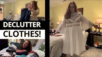 CLOSET DECLUTTER! Dress Try On + Decluttering Clothes - 24 items! WARDROBE DECLUTTER!