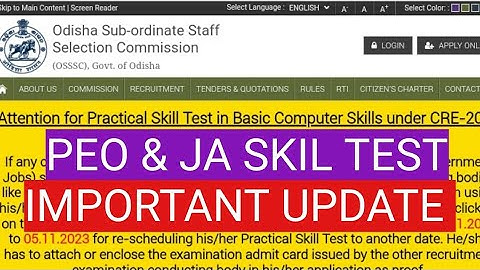 OSSSC PEO & JA SKILL TEST Important Update