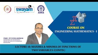 Lecture 18: Maxima & Minima of Functions of Two Variables (Cont.)