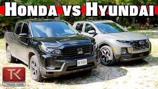 Honda Ridgeline vs Hyundai Santa Cruz - Comparing Size, Space, Power, Towing, Off-Road & More!
