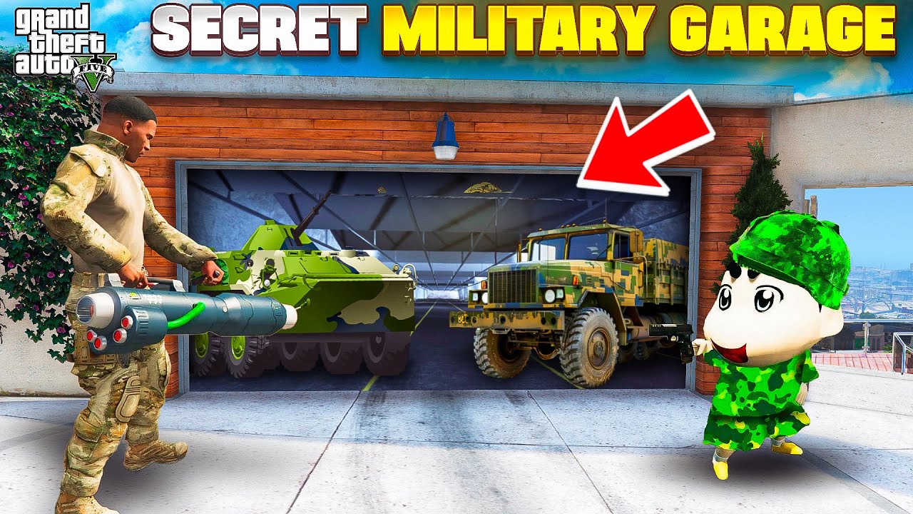 Shinchan & Franklin Military Soldiers opening Secret Military Garage In GTA 5 | Army Car Garage GTA5