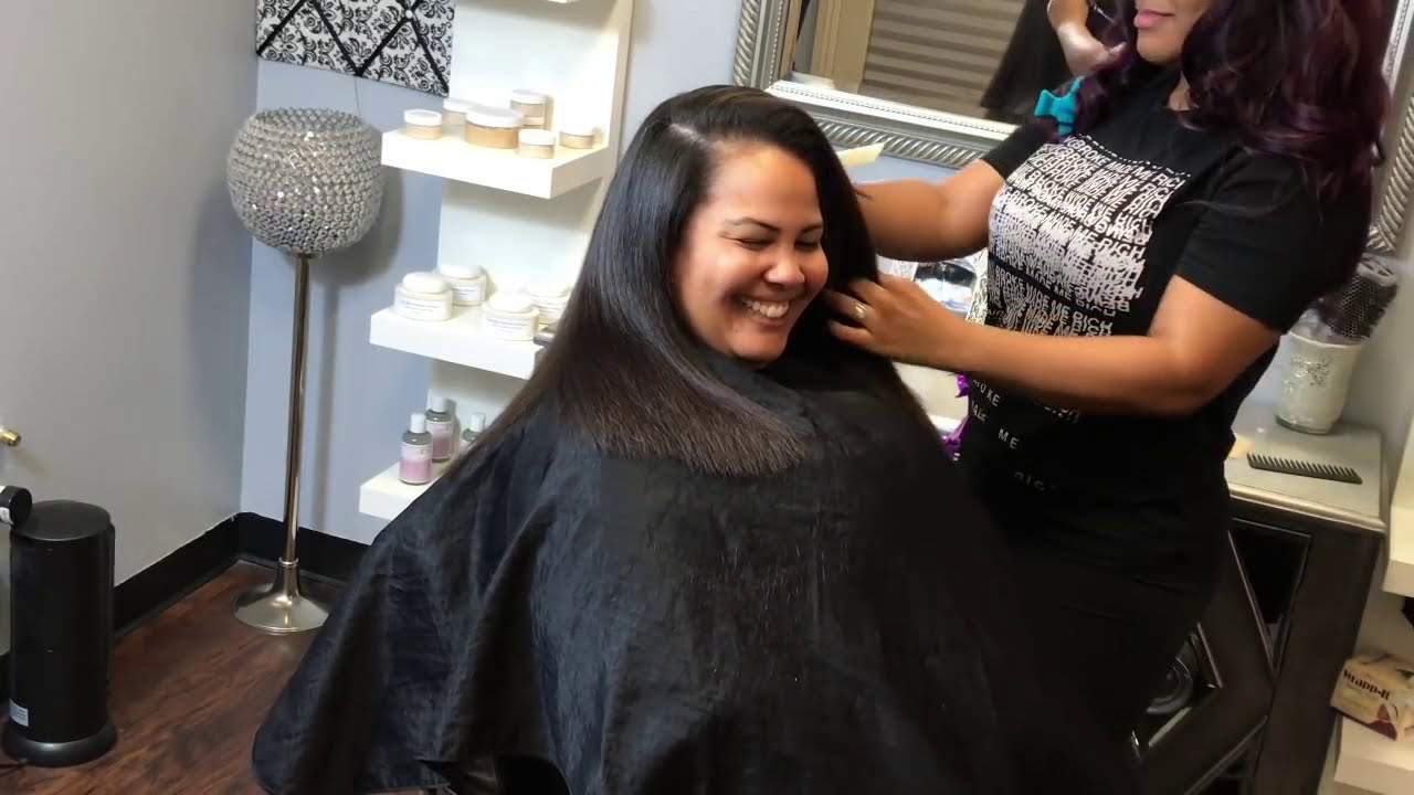 How To Trim Hair Before Heat Is Applied Natural Silk Press YouTube