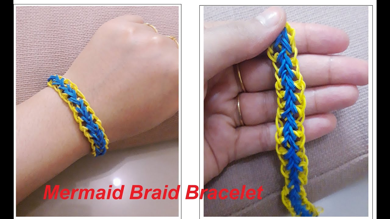 Mermaid Braid Rainbow Bracelet/ using Rubber Bands YouTube