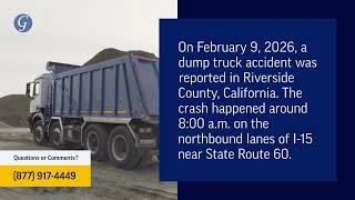 Injuries Reported in Dump Truck Accident on I-15 in Riverside County