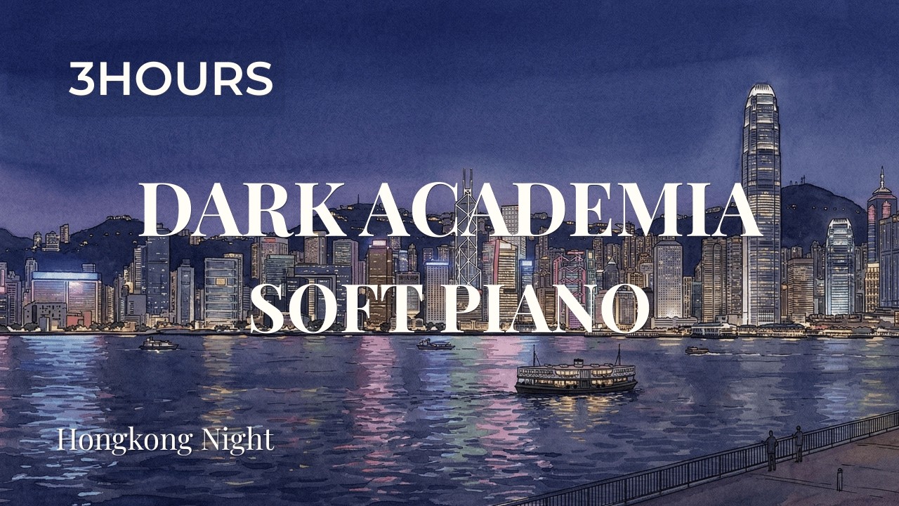 3 Hour Study Music – Dark Academia Soft Piano | Hong Kong Neon Rain