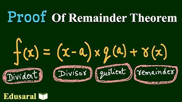 Proof of Remainder Theorem |  Polynomials | Ch-2.4 9th Std NCERT | Edusaral