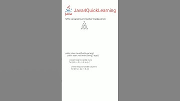 Program to print number triangle pattern in java || Interview Questions #java4quicklearning
