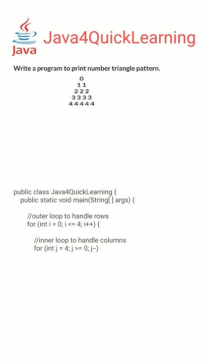 Program to print number triangle pattern in java || Interview Questions ...