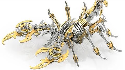 3D Mechanical Metal Golden Scorpion Assembly