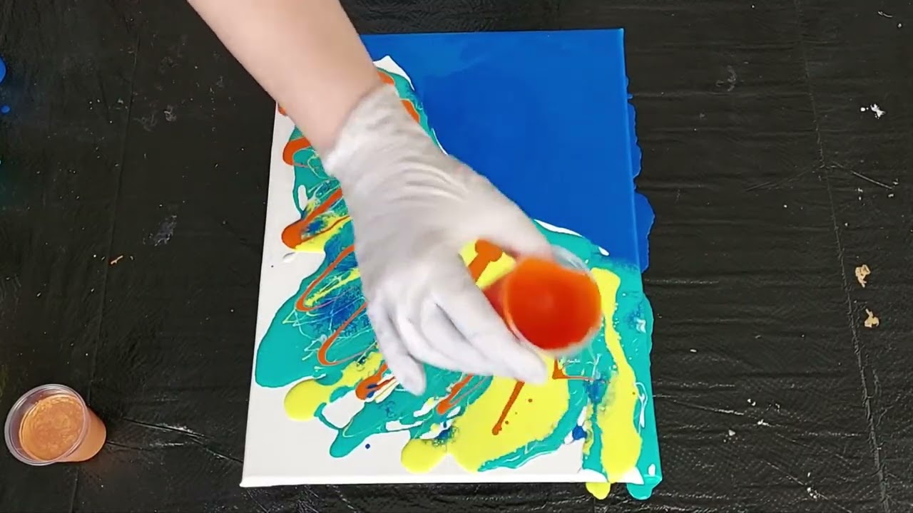 You WONT Believe What Happens With This Bright and Cheerful Abstract Pour Painting!