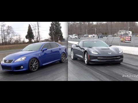 2014 C7 Corvette vs Lexus IS-F Drag Racing