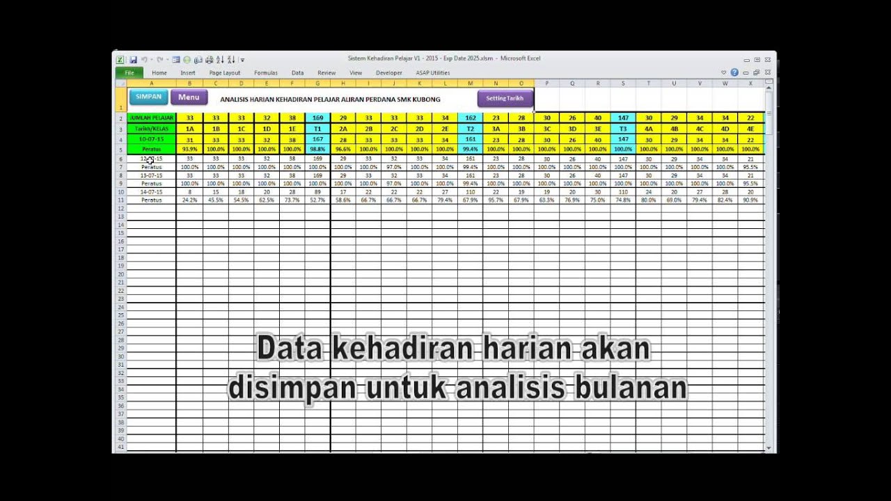 Contoh Rekod Kedatangan Pekerja - Rekod Kehadiran Excel Template Borang