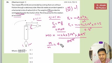 Two masses m and M are connected by a string that runs without friction through a stationary tube.