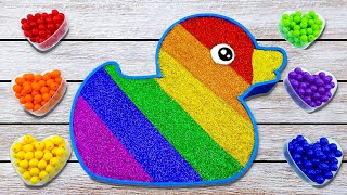 Satisfying Video l How To Make Rainbow Duck Bathtub With Glitter Slime Cutting ASMR | By Sunny C