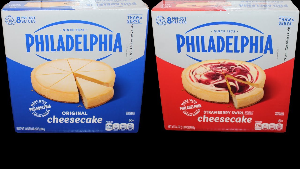 Philly Swirl Raspberry Philadelphia Original Cheesecake & Strawberry Swirl Cheesecake Review ...