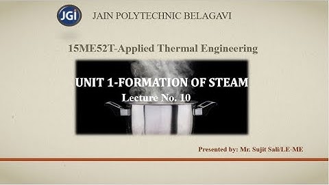 15ME52T. Applied Thermal Engineering. Unit 1.(Formation of Steam). Lecture No. 10