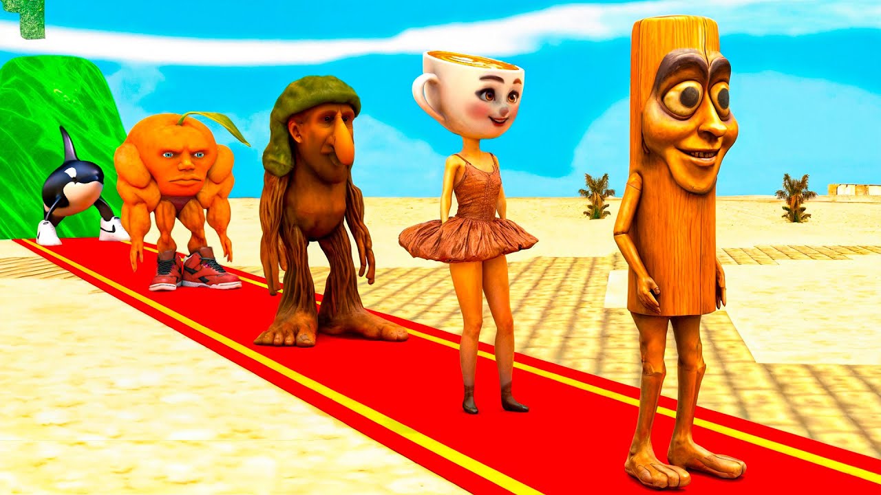 Long Slide Game With Cow Elephant Gorilla Hippopotamus Tiger - 3d Animal Game - Funny 3d Animals