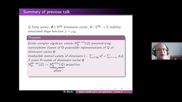 Felix Klein Lectures 2020: Quiver moduli and applications, Markus Reineke (Bochum), Lecture 4