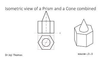 Isometric view of a Prism and a Cone combined