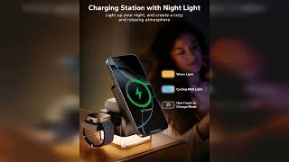 Review Kpon For Iphone Nightstand Charging Station,15W 3 In 1 Wireless Phone Charger Stand Wi...