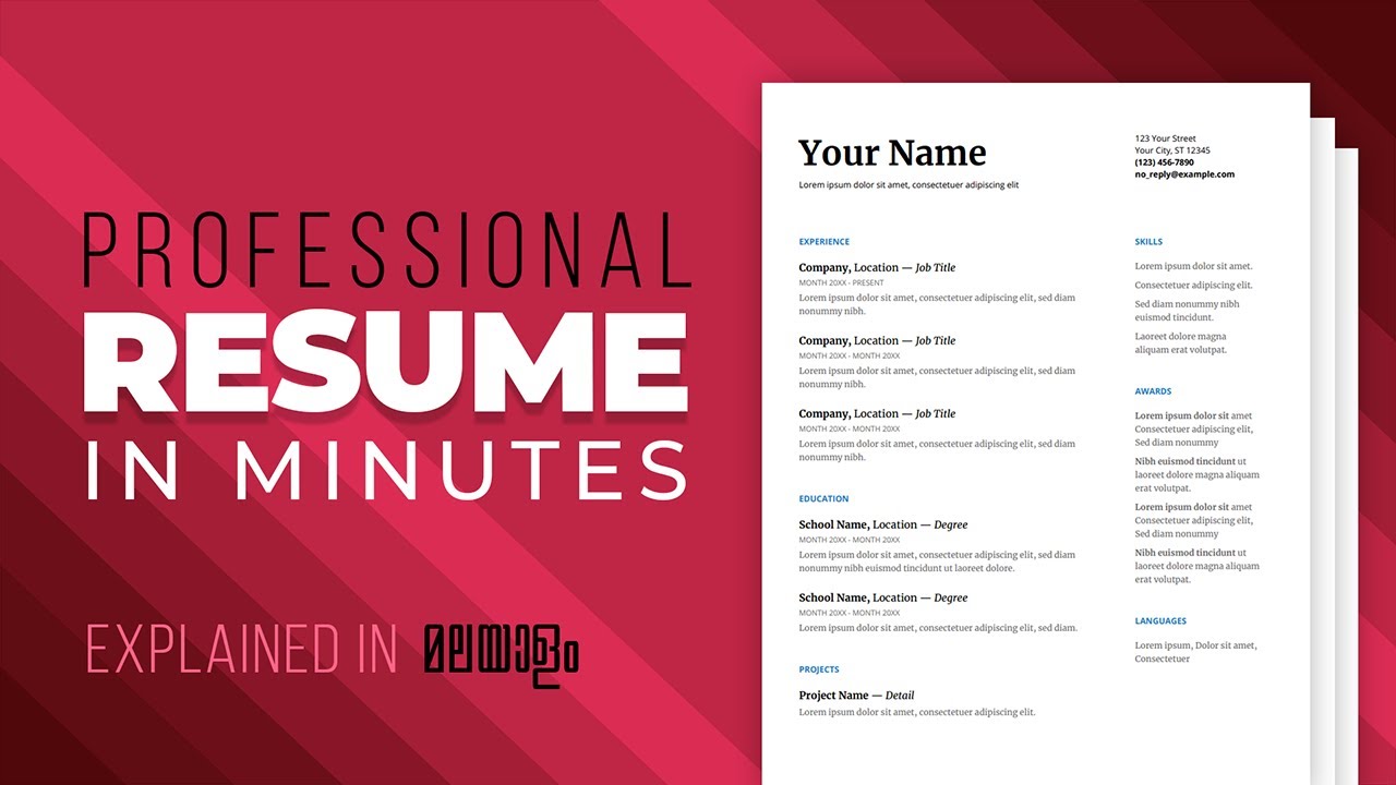 How to create a professional RESUME Resume Malayalam 2020 Designers