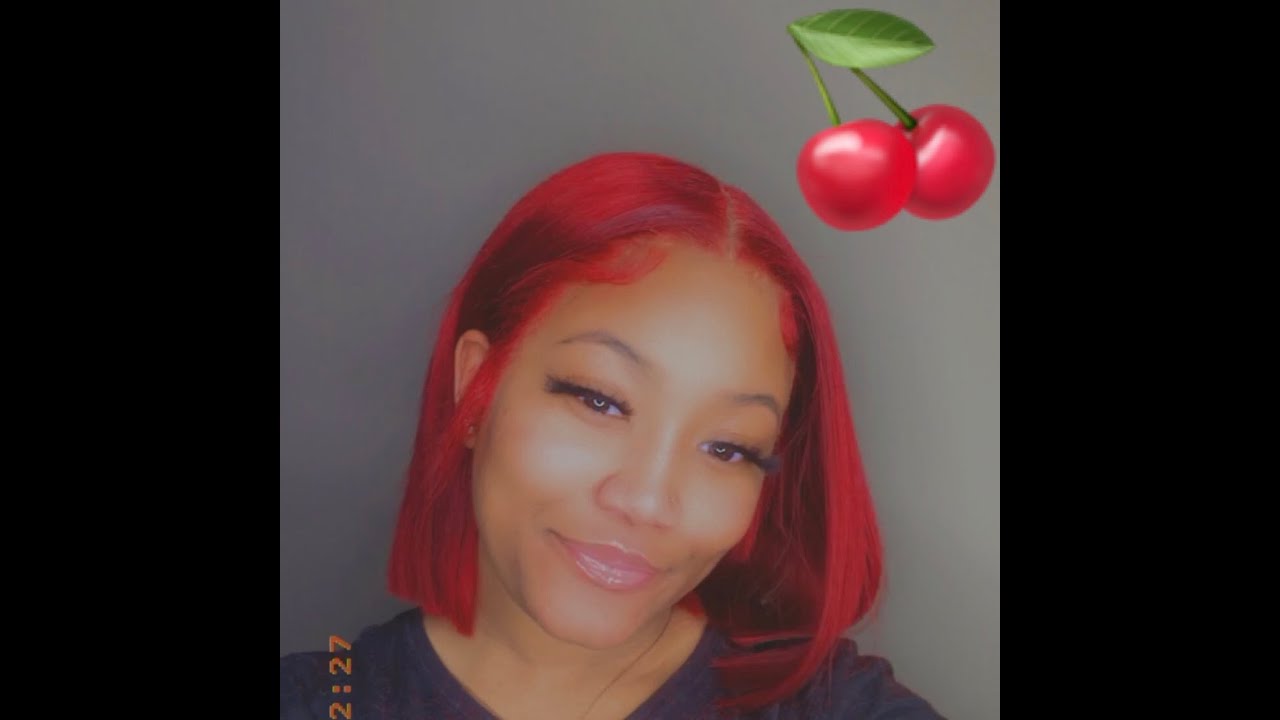 CHERRY RED BOB WIG🍒| WATERCOLOR METHOD+INSTALL+CUT