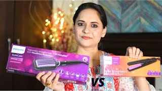 PHILIPS Hair Straightening BRUSH VS Selfie Straightener DEMO HAIR STRAIGHTENING IN JUST 5 MIN