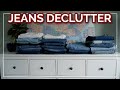 Jeans collection  declutter  trying on all my jeans petite  apple shape