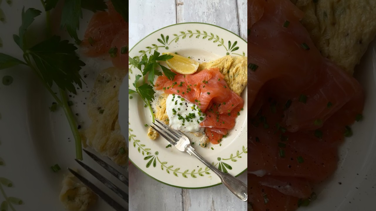 Recipe 74 of 100: Smoked Salmon and Chive Omelette with Lemon and Sour Cream