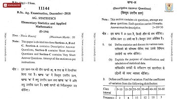 BSC 1ST SEM AG STATISTICS ELEMENTARY STATISTICS AND APPLIED DEC 2018 | CCSU