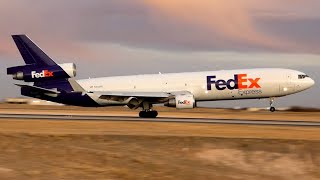 FedEx MD-11F landing at El Paso Intl Airport durinh cloudy sunset | Mar 7, 2023