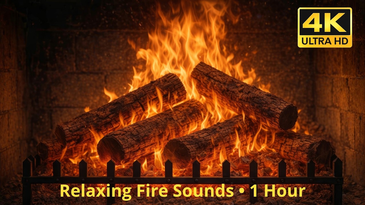 1 Hour Cozy Fireplace – Crackling Fire Sounds for Relaxation in 4K ...