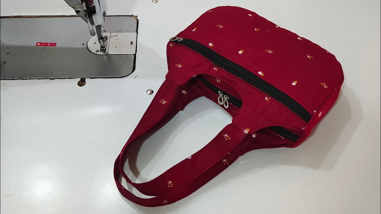 10 मिनट में बनाये खुबसूरत मार्केट जैसा हैंडबैग - zipper handbag cutting and stitching/ shopping bag