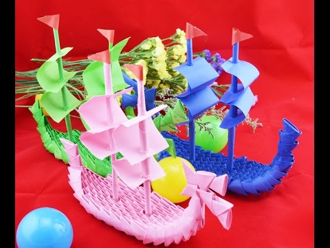 how to made 3d origami boat - YouTube