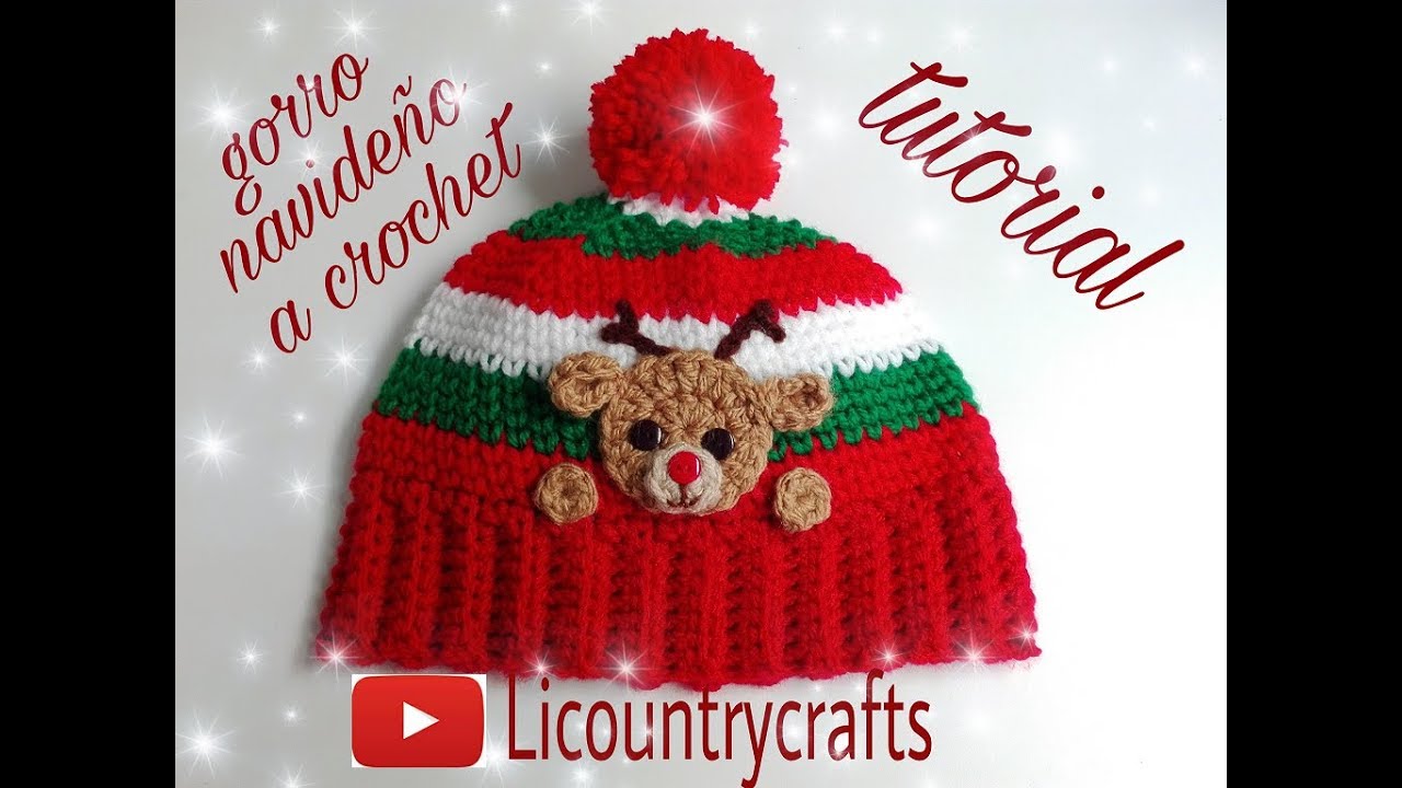 Gorro navideño tejido a crochet en punto jersey /christmas hat crochet  stitch jersey - YouTube