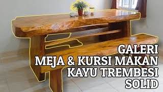 Meja Kursi Makan Kayu Trembesi Solid