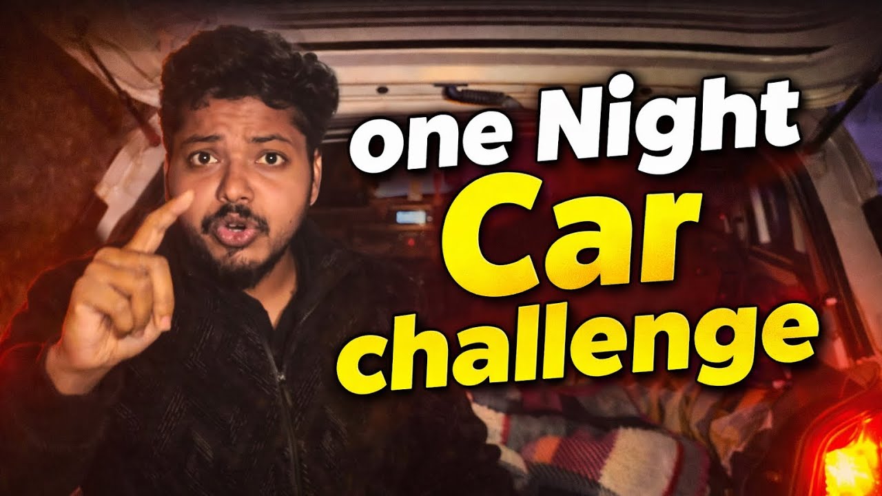 One Night In Car Challenge with Horror Movie 😱