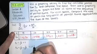 Prob. 9.3.039(b) - Find partial sums of p series. Graph the first 10 partial sums. - Calc II HW Help