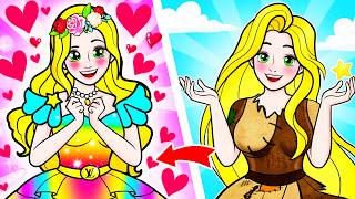 paper doll Transform into Disney Princesses with Elsa and Rapunzel - Fashion Paper Dolls