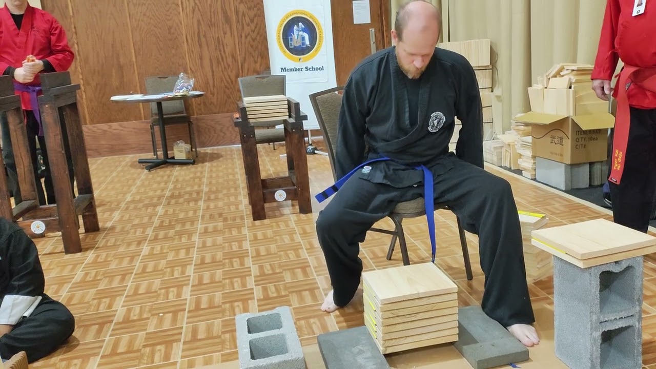 JustIn Credible Smashed 8 Boards with a seated stomp