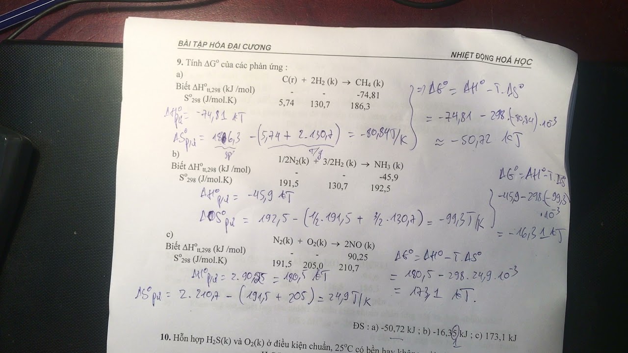 Hoá Đại Cương: Nhiệt động hoá học_Bài tập-P3